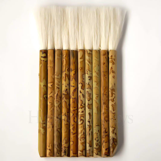 MOUYAT 6 Pieces 6 Sizes Hake Brush Set, Flat Hake Brushes with Wood Handle,  Hake Paint Brush for Watercolor, Wash, Acrylic, Ceramic and Pottery