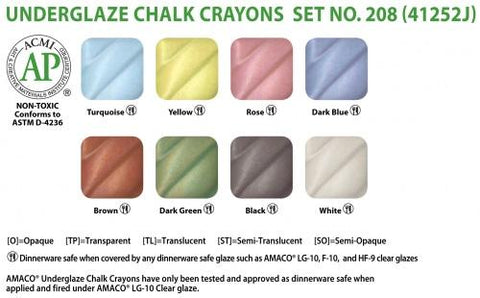 Underglaze Decorating Crayon Set (208)