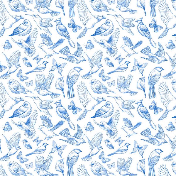 Birds & Butterflies (Blue)