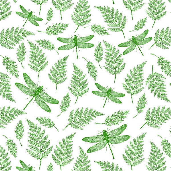 Dragonflies & Ferns (Green)